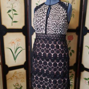 💝 HOST PICK💝 Nanette Lepore Sleeveless Leopard & Lace Sheath
